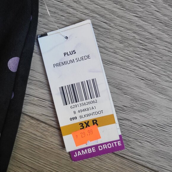 NEW Tanjay Black and Purple Polka Dot Suede Pants Size 3X - Picture 5 of 5